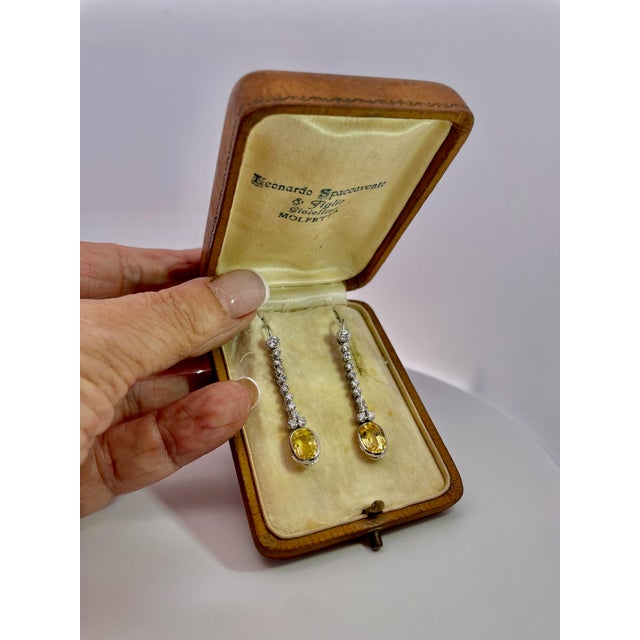 Certified Ceylon No Heat Yellow Sapphire Diamond Drop Earrings - 2 Pieces For Sale - Image 9 of 12