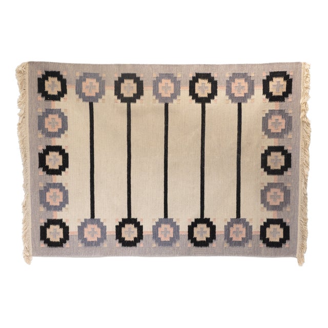 Mid-Century Modern Swedish Kilim Rug in Wool, 1960s For Sale