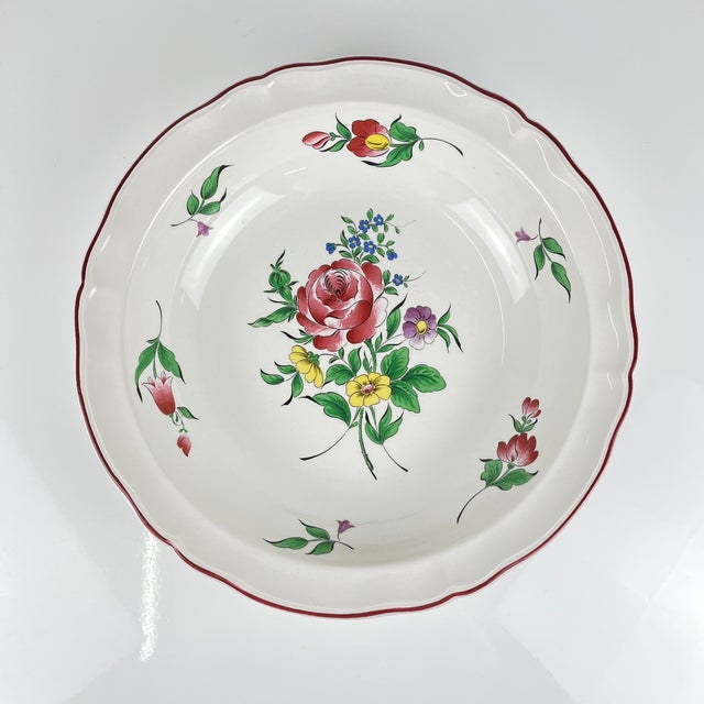 Réverbère Salad Bowl with Rim and Pink Pattern from KG Lunéville, 1980s For Sale - Image 6 of 6
