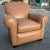 Art Deco style leather club chair model “Harbison” by Hancock and Moore, signed.