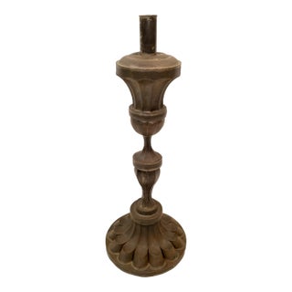 19th Century Primitive Americana Tin Floor Candlestick Candlestand For Sale