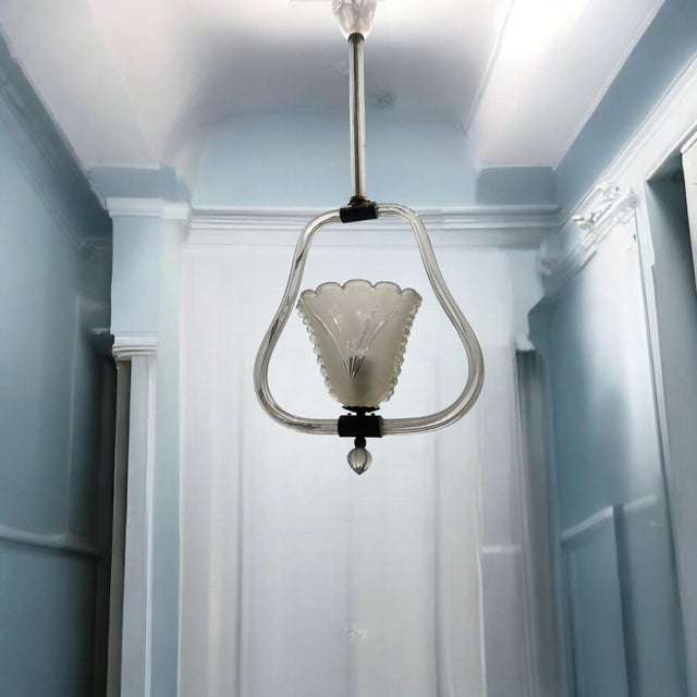 Murano glass barovier light pendant 1950’s height including rod and ceiling canopy 86 cm height without rod 45 cm width 36...