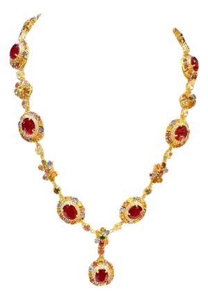 Bochic “Capri” Vintage Ruby & Multi Fancy Color Sapphire Necklace - 18K & Silver