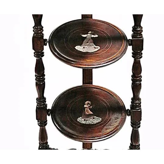 Traditional Etagere Three Tiered Inlaid For Sale - Image 3 of 6