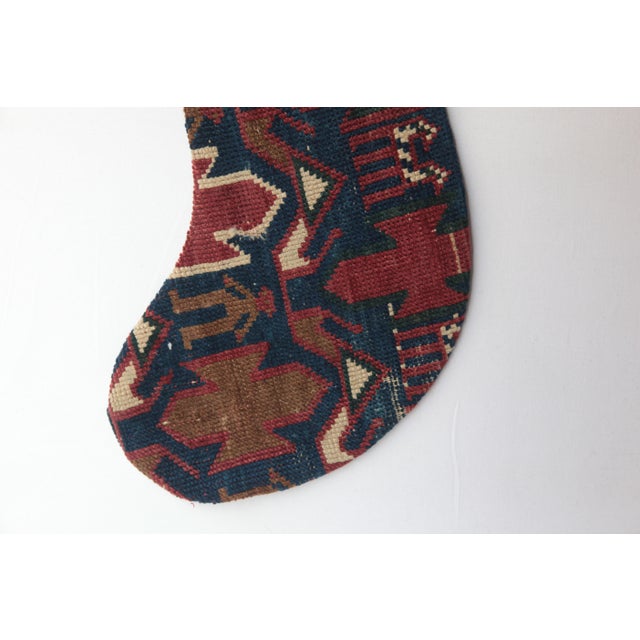 Antique Rug Christmas Stocking – Handcrafted Textile Decor -11'' X 18'' Inches For Sale - Image 4 of 6