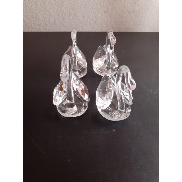 Figurative 1980s Swarovski Style Crystal Swan Figurines Set of 4 For Sale - Image 3 of 7