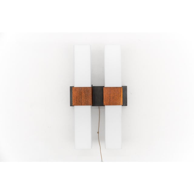 Teak and Opaline Glass Wall Lamp from Kaiser Leuchten, 1960s For Sale - Image 17 of 17