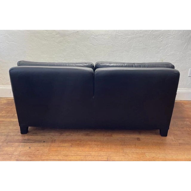 Antonio Citterio B&b Italia Antonio Citterio for Cina Two Seat Black Leather Sofa For Sale - Image 4 of 10