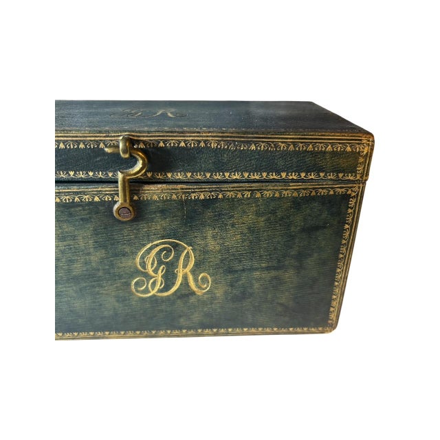 Blue Royal George III Gilt Embossed Leather Scroll Box Late 18th–Early 19th Century For Sale - Image 8 of 9