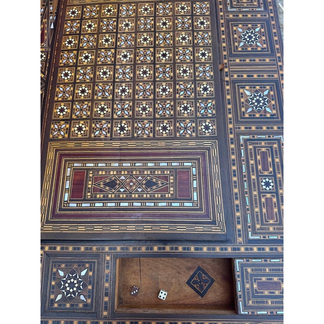 Early 20th Century Marquetry Inlay With Mother of Pearl Folding Game Table For Sale - Image 13 of 18