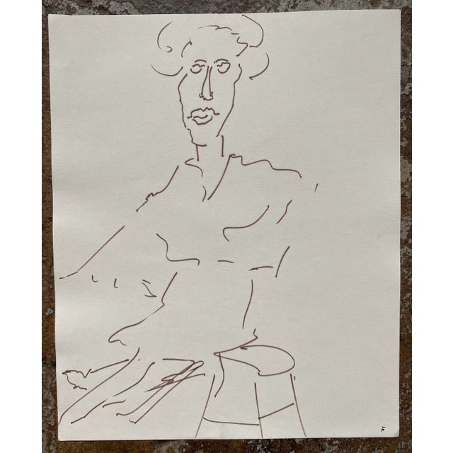 MCM figure drawing by Vermont artist Frank Wallace (1915/18-2003). Wallace was born in Toledo, Ohio and grew ip in...