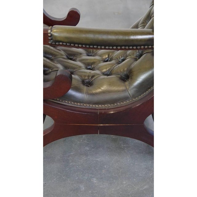 Chesterfield Armchair in Cowhide and Wood For Sale - Image 12 of 14