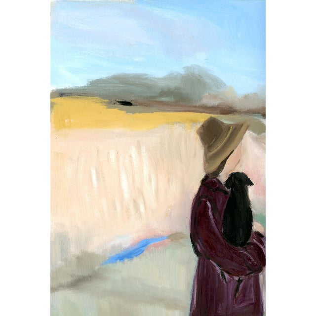 Blue Valley Walk, Modern Figurative Landscape Oil Painting by Alexandra Swistak For Sale - Image 8 of 8