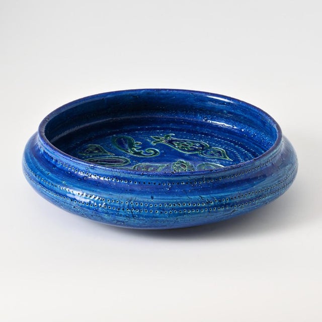 Mid-Century Modern Liberty Blue Bowl by Aldo Londi for Bitossi, 1960s For Sale - Image 3 of 12