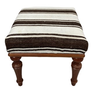Handmade Kilim Upholstered Pouffe Footstool For Sale