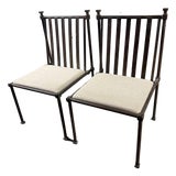 Pair Antique Iron Chairs With Holly Hunt Upholstery For Sale