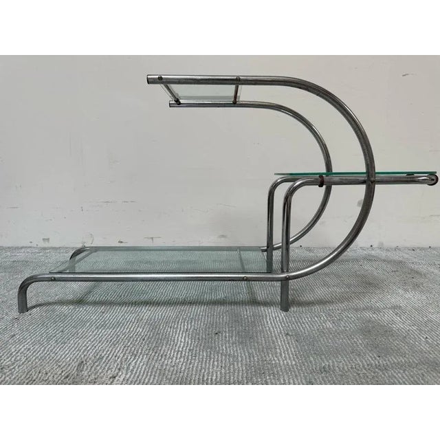 Chrome Art Deco Machine Age Chrome Tubular Support Etagere Attributed to Emile Guyot for Thonet For Sale - Image 8 of 8