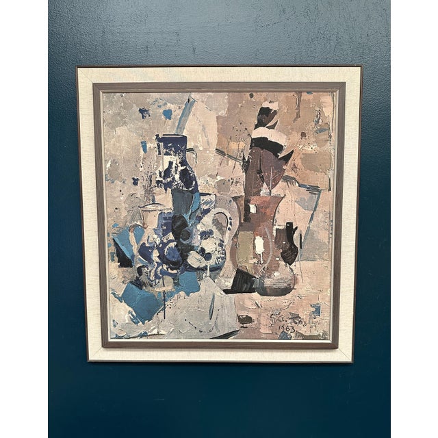 Gojmir Anton Kos, Still Life with Blue Vase, 1963, Oil on Canvas For Sale - Image 13 of 15