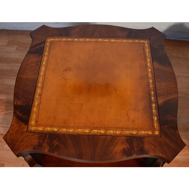 1930s Regency Flame Mahogany & Leather Top Pair of Side Tables / End Tables For Sale - Image 4 of 10