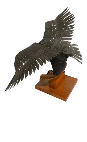 Vintage Artisan Mid-Century Welded Metal Sculpture Flying Eagle