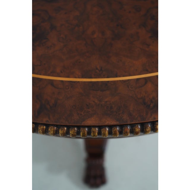 1980s Italian Burl Walnut Round Neoclassical Center Table For Sale - Image 5 of 13