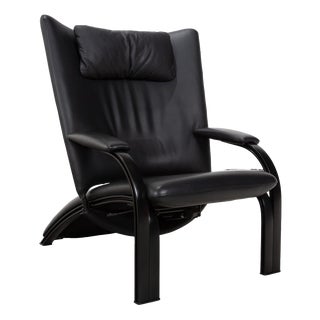 Spot 698 Leather Armchair in Black with Manual Function from Wk Wohnen For Sale