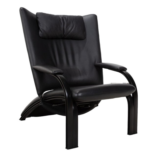 Spot 698 Leather Armchair in Black with Manual Function from Wk Wohnen For Sale