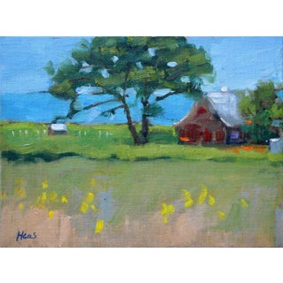 Brown Shake House, Coastal Impressionist Painting (Original Oil) For Sale