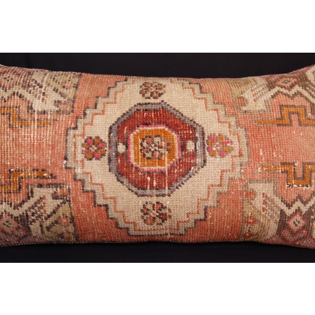Art Deco Handwoven Turkish Rug Pillow – Soft Tribal Motifs in Neutral Tones Pillow Case -16'' X 32'' For Sale - Image 3 of 13