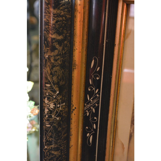 Vintage Gold / Black Mother of Pearl / Faux Marbleized Deep Picture Frame Cherub Arrow For Sale - Image 12 of 13