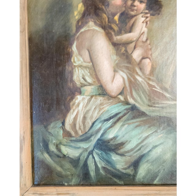 19th Century English or French School Mother and Daughter Portrait Painting For Sale - Image 11 of 16