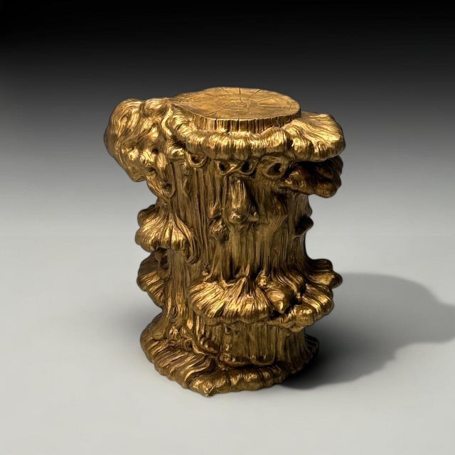 Contemporary Modern Tree Trunk Sculptural Side Table, Cast Bronze, American, 21st C. For Sale - Image 3 of 9
