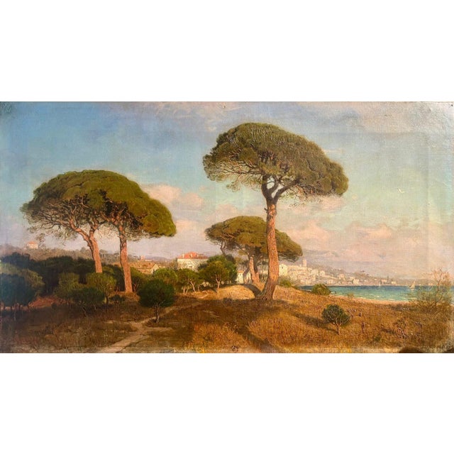 William Stanley Haseltine, View of a Pine Forest on the Sea, 1800s, Oil Painting on Canvas, Framed For Sale - Image 5 of 6