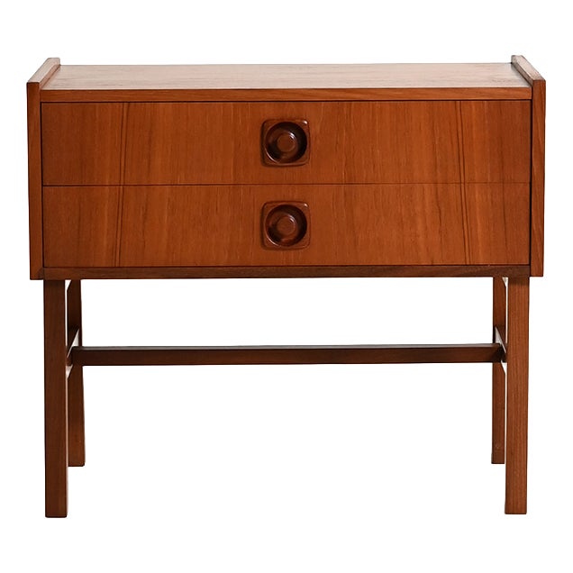 Scandinavian Bedside Table with Drawers, 1960s For Sale