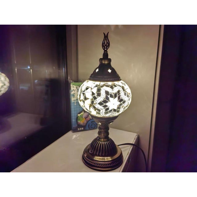 Art Deco Bohemian Mosaic Glass Table Lamp For Sale - Image 3 of 6