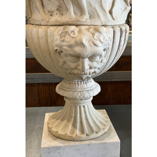 19th Century Antique Italian Marble Bacchanalian Urns Pair For Sale - Image 4 of 18