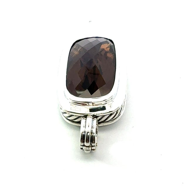 Traditional 1990s David Yurman Large Smokey Topaz Albion Pendant Sterling Silver Estate For Sale - Image 3 of 8