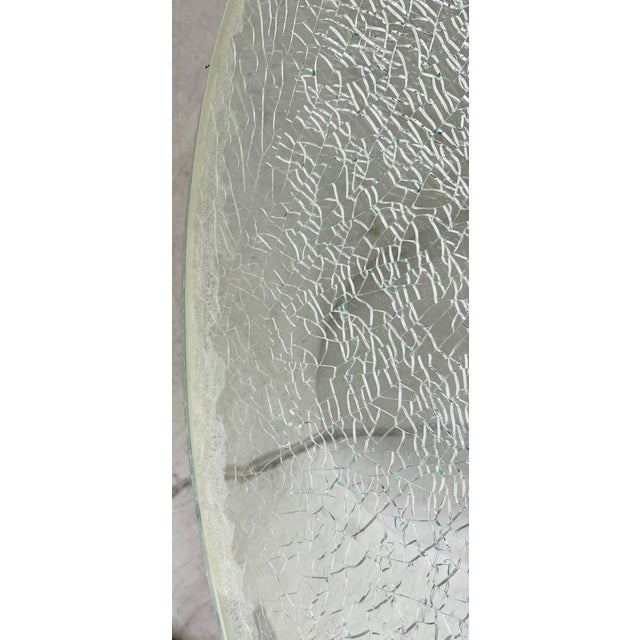 Chrome Steve Chase Crackled Glass Dining Table From 80's For Sale - Image 8 of 8