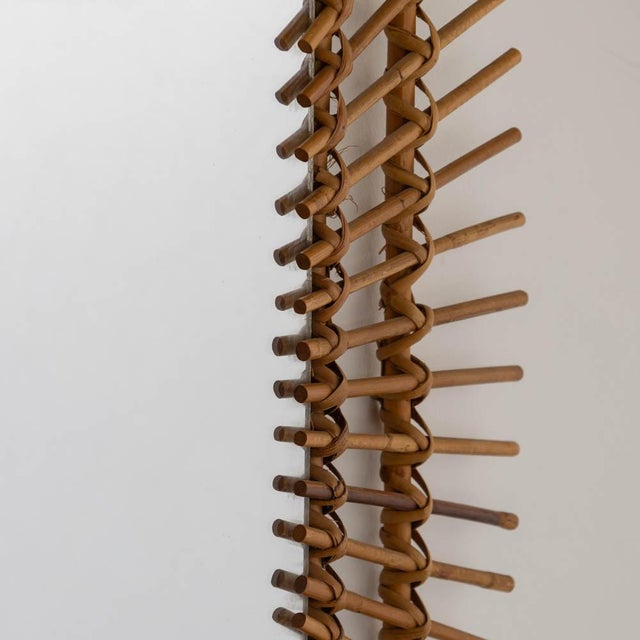 1960s French Rattan Sunburst Mirror For Sale In Los Angeles - Image 6 of 9