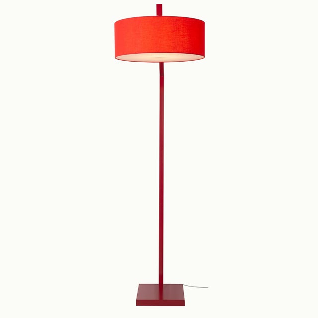 Metal Stretch Arc Floor Lamp - 87", Red Finish, Sturdy Rectangular Base, Dimmer Switch For Sale - Image 7 of 18