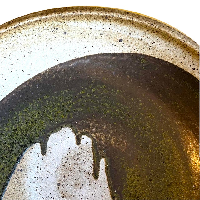 Contemporary Abstract Wave 20" Stoneware Centerpiece Bowl - 1980's by Ken Edwards - Montana For Sale - Image 3 of 9