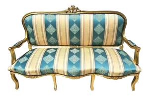 Vintage French Louis XV Style Gold Leaf Gilt Open Arm Sofa