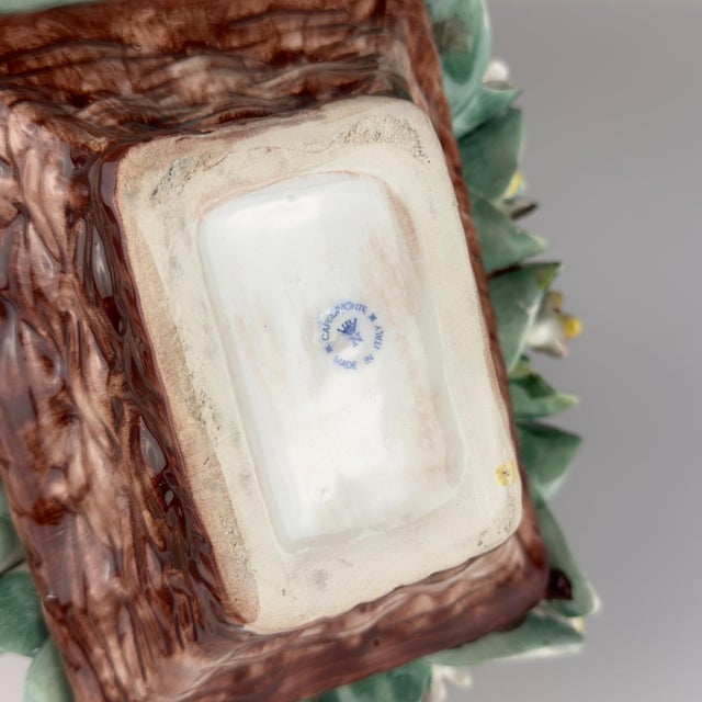 Vintage Ceramic Flower Basket from Capodimonte, Italy 1960s For Sale - Image 6 of 17