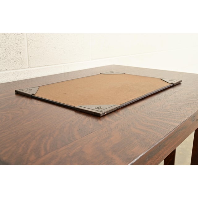 Roycroft Roycroft Arts & Crafts Hammered Copper Quatrefoil Blotter Corners With Desk Blotter For Sale - Image 4 of 11