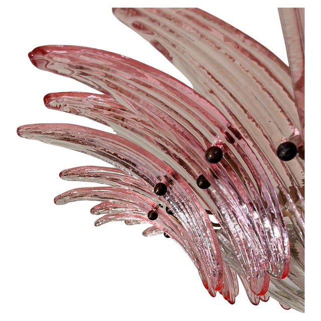 Metal Mid-20th Century Pink Murano Chandelier, 1970s, Set of 2 For Sale - Image 7 of 18