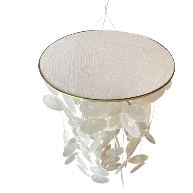 Art Nouveau 1970s Capiz Shell Chandelier Wind Chimes For Sale - Image 3 of 4