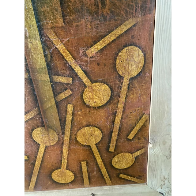 Abstract Expressionist / Cubist style acrylic and oil painting on wood titled Spore Painting #2 by Jeff Koegel (see Notes...