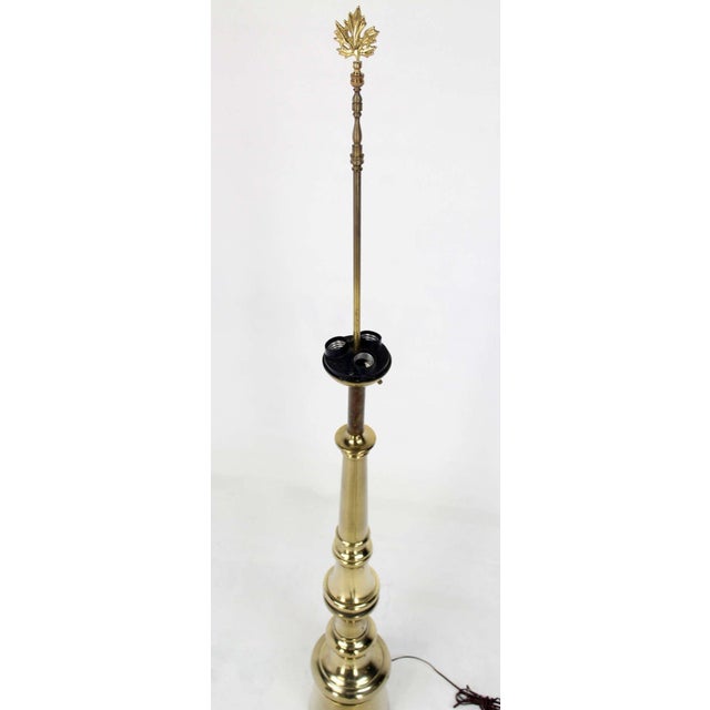 1970s Mid Century Modern Large Finial Turned Spike Shape Floor Lamp For Sale - Image 5 of 7