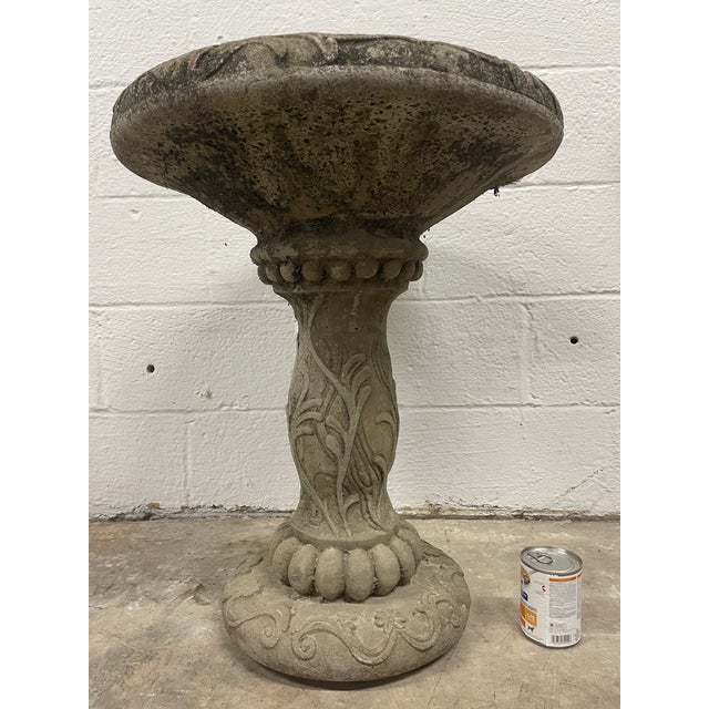 Vintage New Orleans Estate (Garden District) Cast Stone Birdbath With Scrolled Pedestal For Sale In Mobile - Image 6 of 12