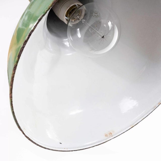 Industrial Green Enamel Pendant Lamp, 1940s For Sale - Image 11 of 13